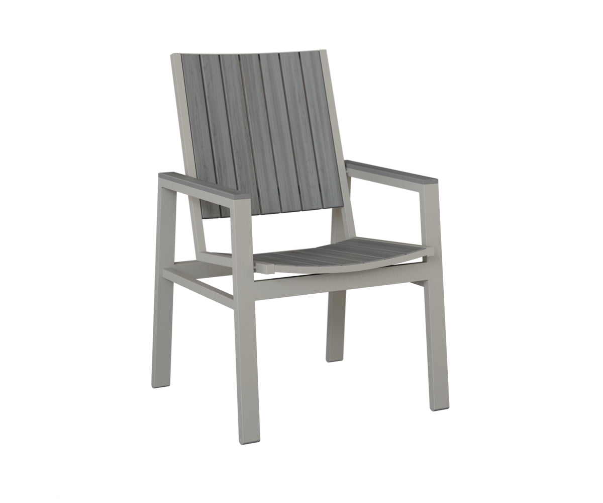 Berlin Gardens Vida Poly Dining Chair in Platinum Silver, Driftwood Gray slats