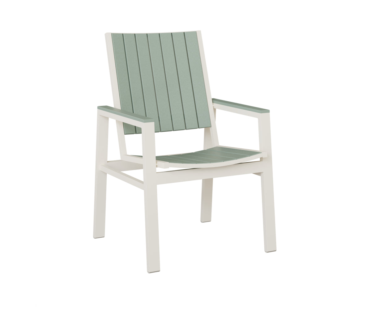 Berlin Gardens Vida Poly Dining Chair in White, Sea Foam slats