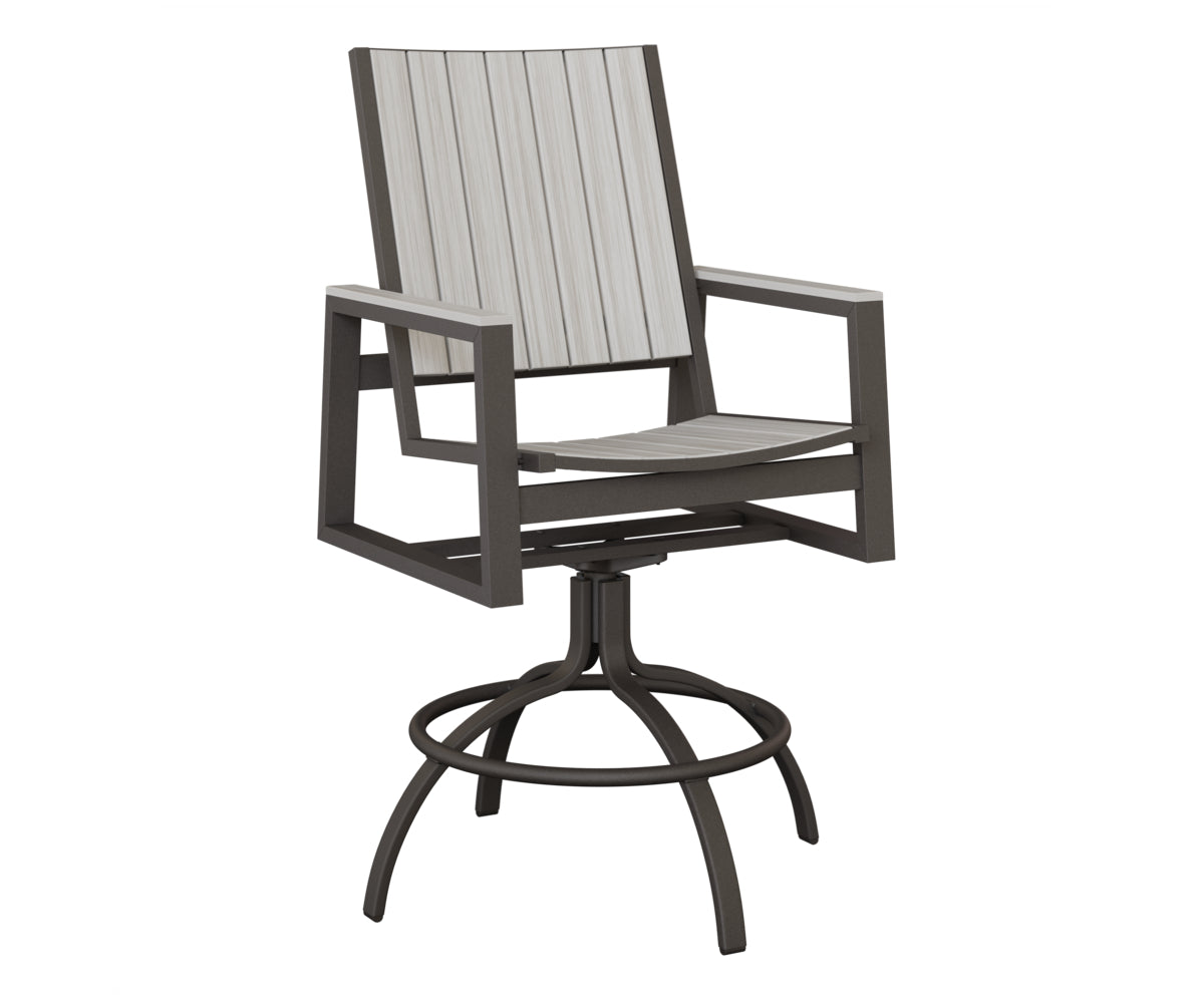 Berlin Gardens Vida Poly Swivel Bar Chair in Granite Speckle, Seashell slats