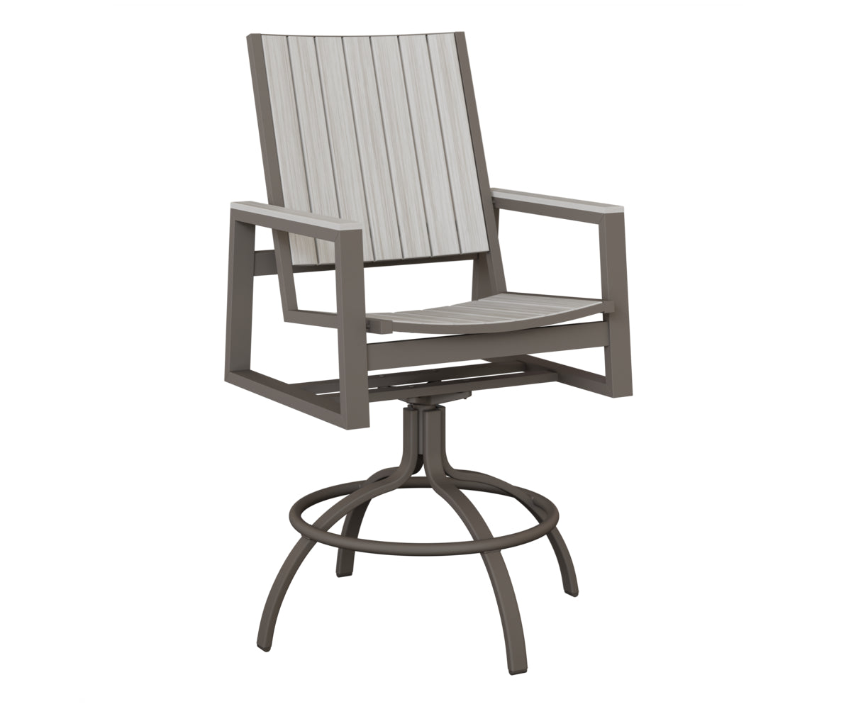 Berlin Gardens Vida Poly Swivel Bar Chair in Graphite, Seashell slats