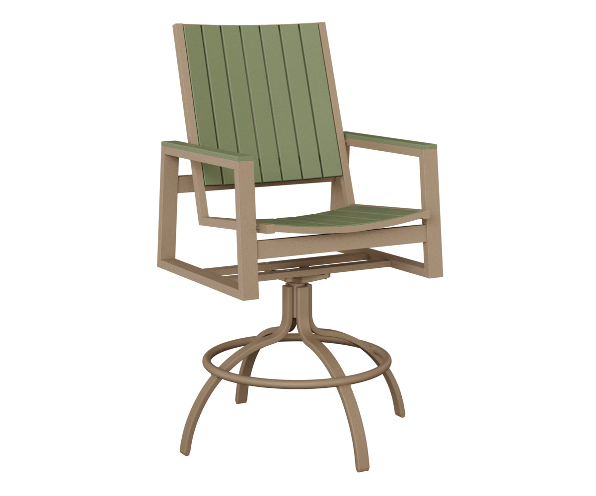 Berlin Gardens Vida Poly Swivel Bar Chair in Oak Wood Vein, Sage slats