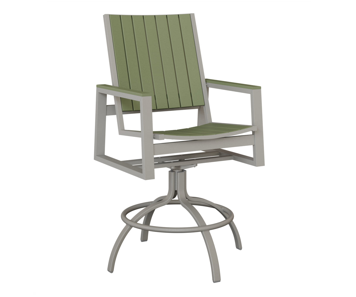 Berlin Gardens Vida Poly Swivel Bar Chair in Platinum Silver, Sage slats