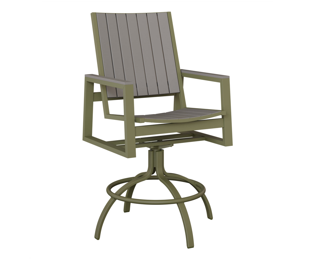 Berlin Gardens Vida Poly Swivel Bar Chair in Green Sage, Light Gray slats