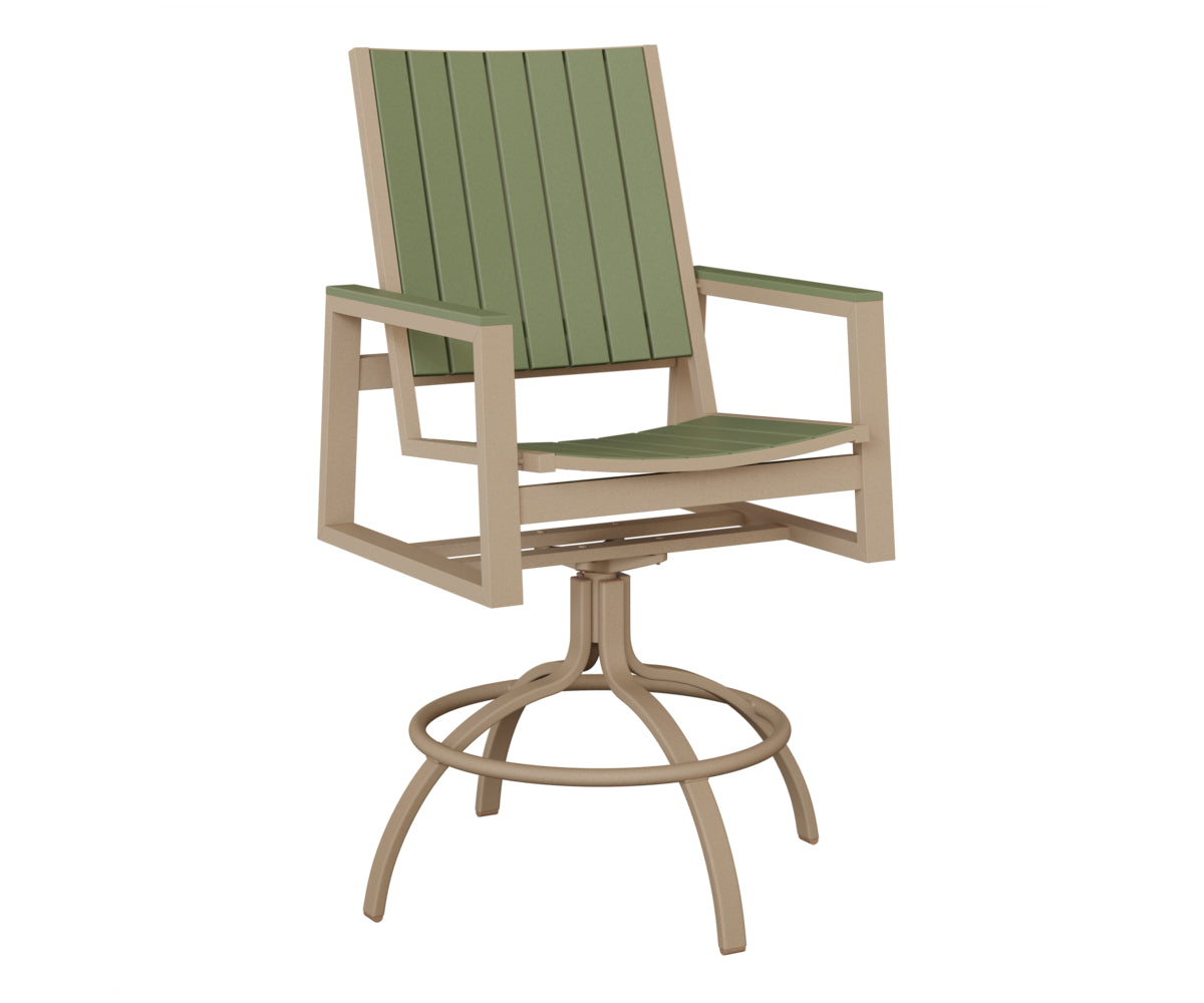 Berlin Gardens Vida Poly Swivel Bar Chair in Sahara Speckle, Sage slats