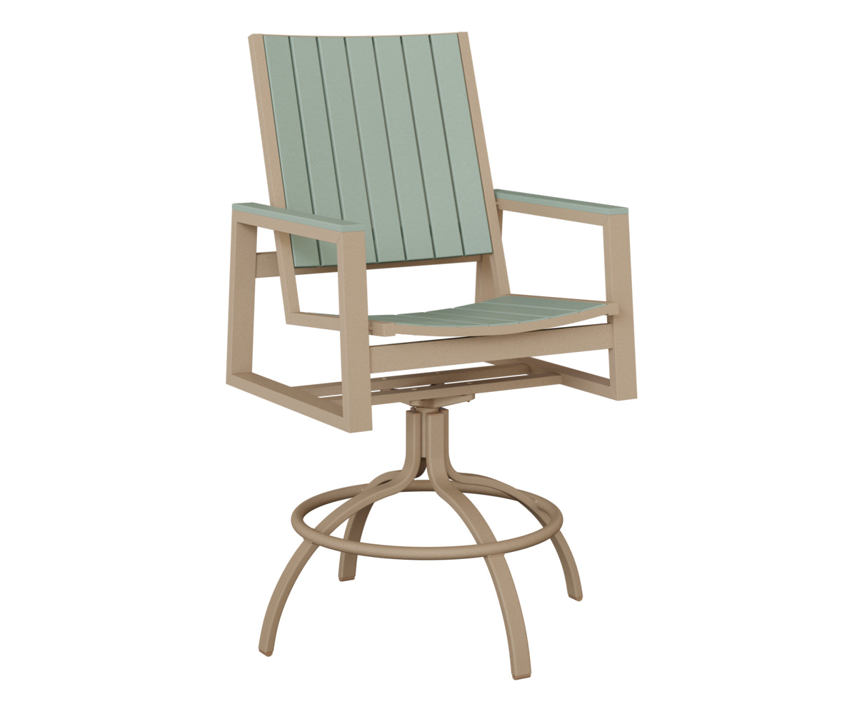 Berlin Gardens Vida Poly Swivel Bar Chair in Sahara Speckle, Sea Foam slats
