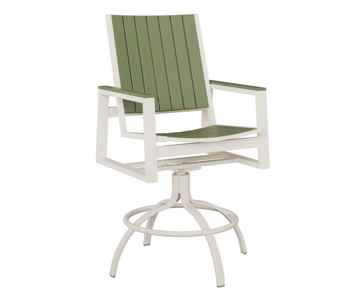 Berlin Gardens Vida Poly Swivel Bar Chair in White, Sage slats