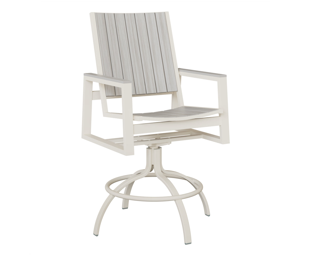 Berlin Gardens Vida Poly Swivel Bar Chair in White, Seashell slats