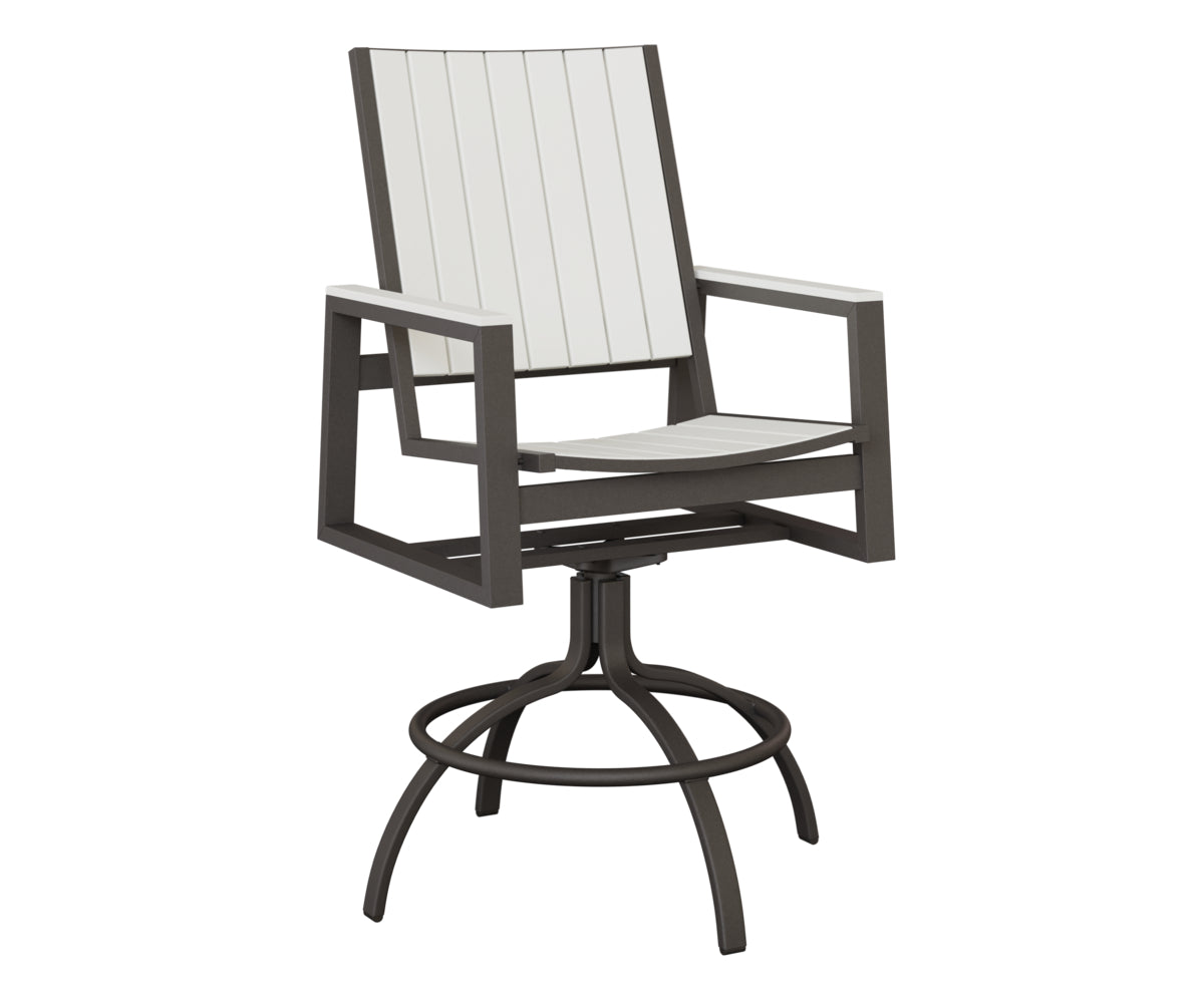 Berlin Gardens Vida Poly Swivel Bar Chair in Granite Speckle, White slats