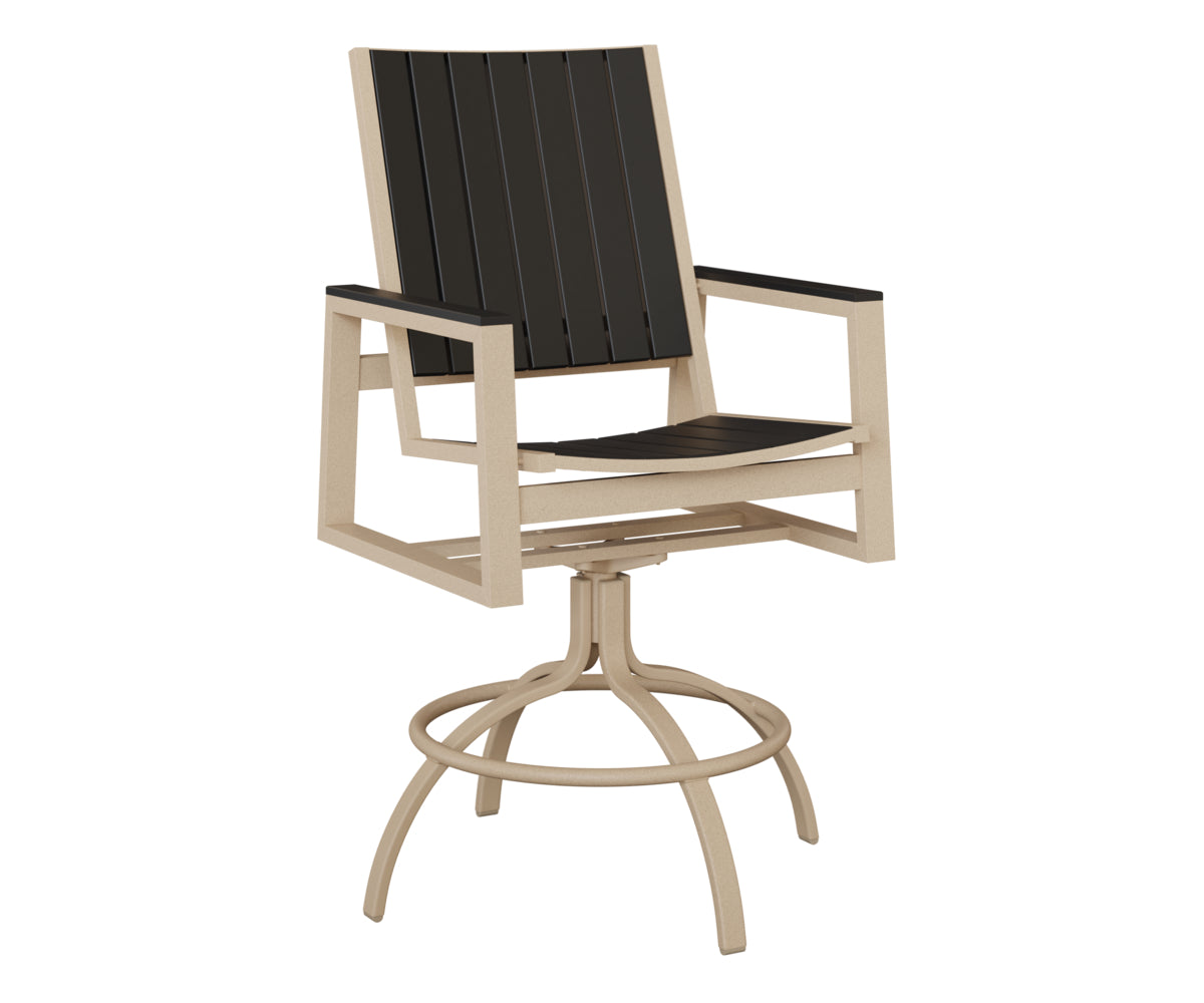 Berlin Gardens Vida Poly Swivel Bar Chair in Luna Multi, Black slats
