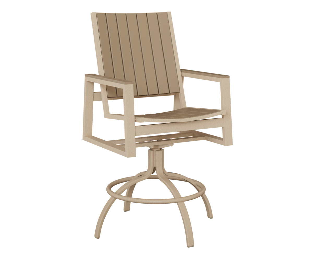 Berlin Gardens Vida Poly Swivel Bar Chair in Luna Multi, Weatherwood slats