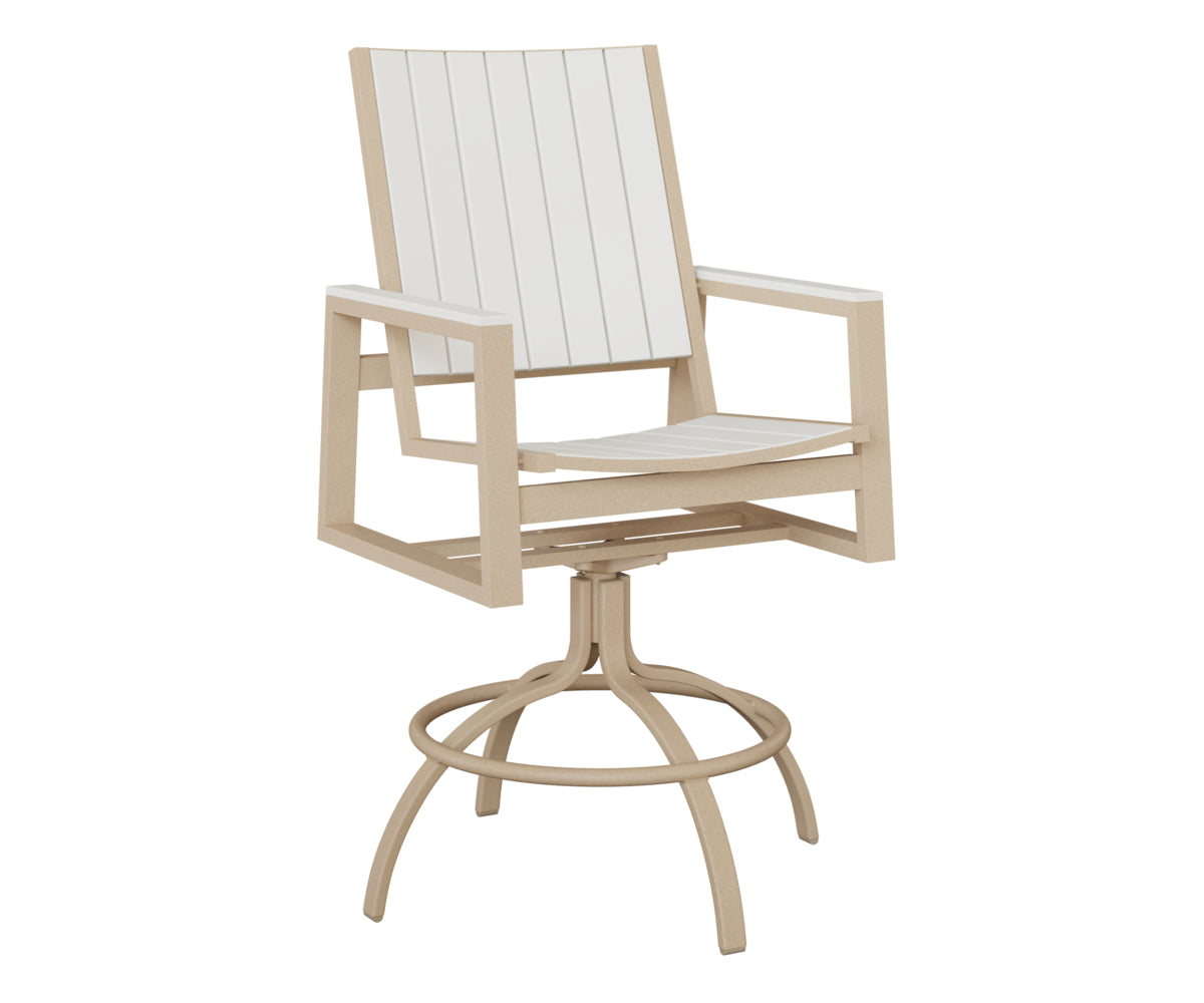 Berlin Gardens Vida Poly Swivel Bar Chair in Luna Multi, White slats
