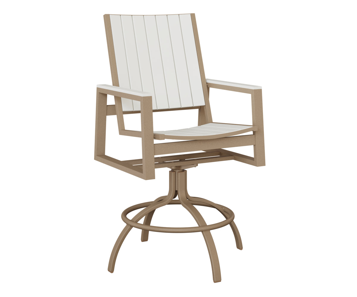 Berlin Gardens Vida Poly Swivel Bar Chair in Oak Wood Vein, White slats