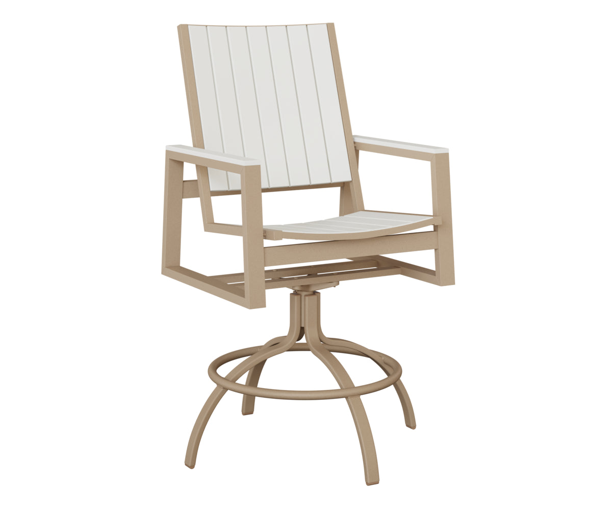 Berlin Gardens Vida Poly Swivel Bar Chair in Sahara Speckle, White slats