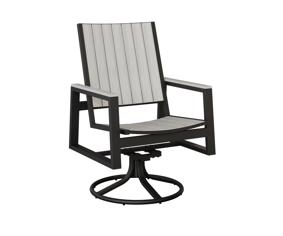 Berlin Gardens Vida Poly Swivel Rocker Dining Chair in Black, Seashell slats