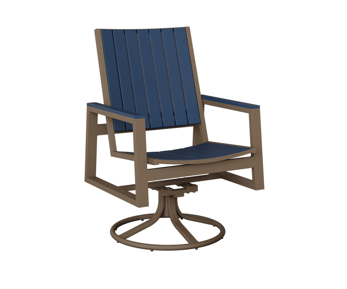 Berlin Gardens Vida Poly Swivel Rocker Dining Chair in Clay, Navy Blue slats
