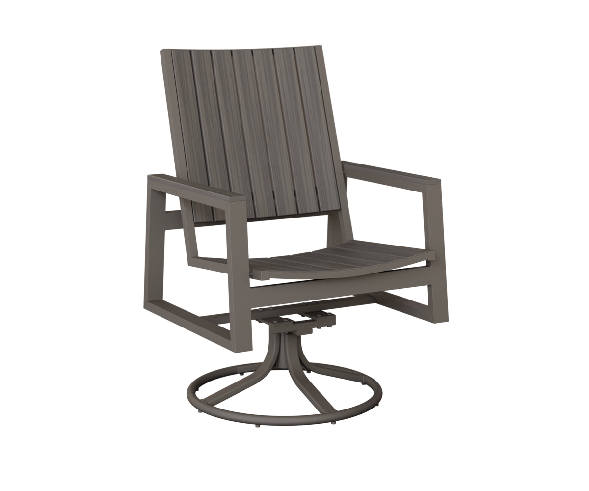 Berlin Gardens Vida Poly Swivel Rocker Dining Chair in Graphite, Coastal Gray slats