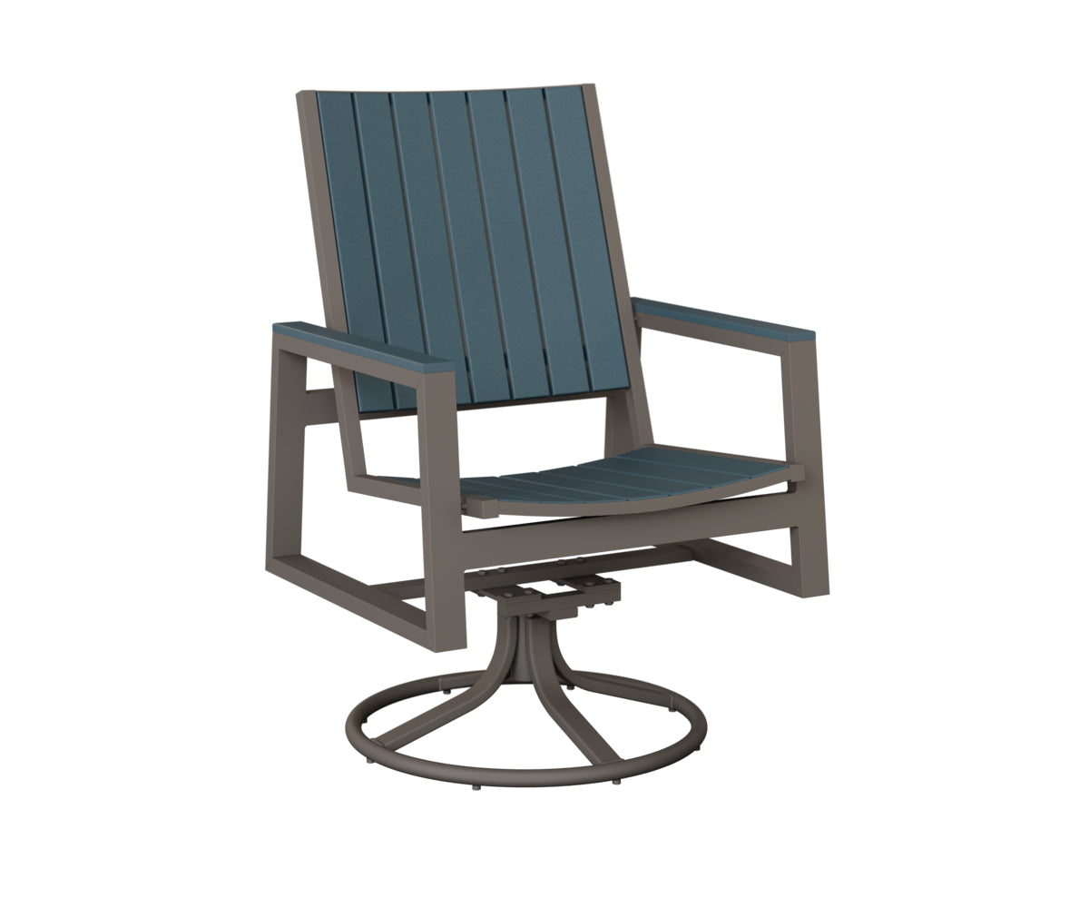 Berlin Gardens Vida Poly Swivel Rocker Dining Chair in Graphite, Slate slats