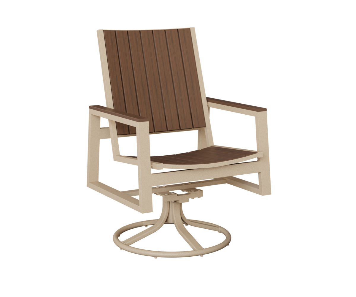 Berlin Gardens Vida Poly Swivel Rocker Dining Chair in Luna Multi, Brazilian Walnut slats