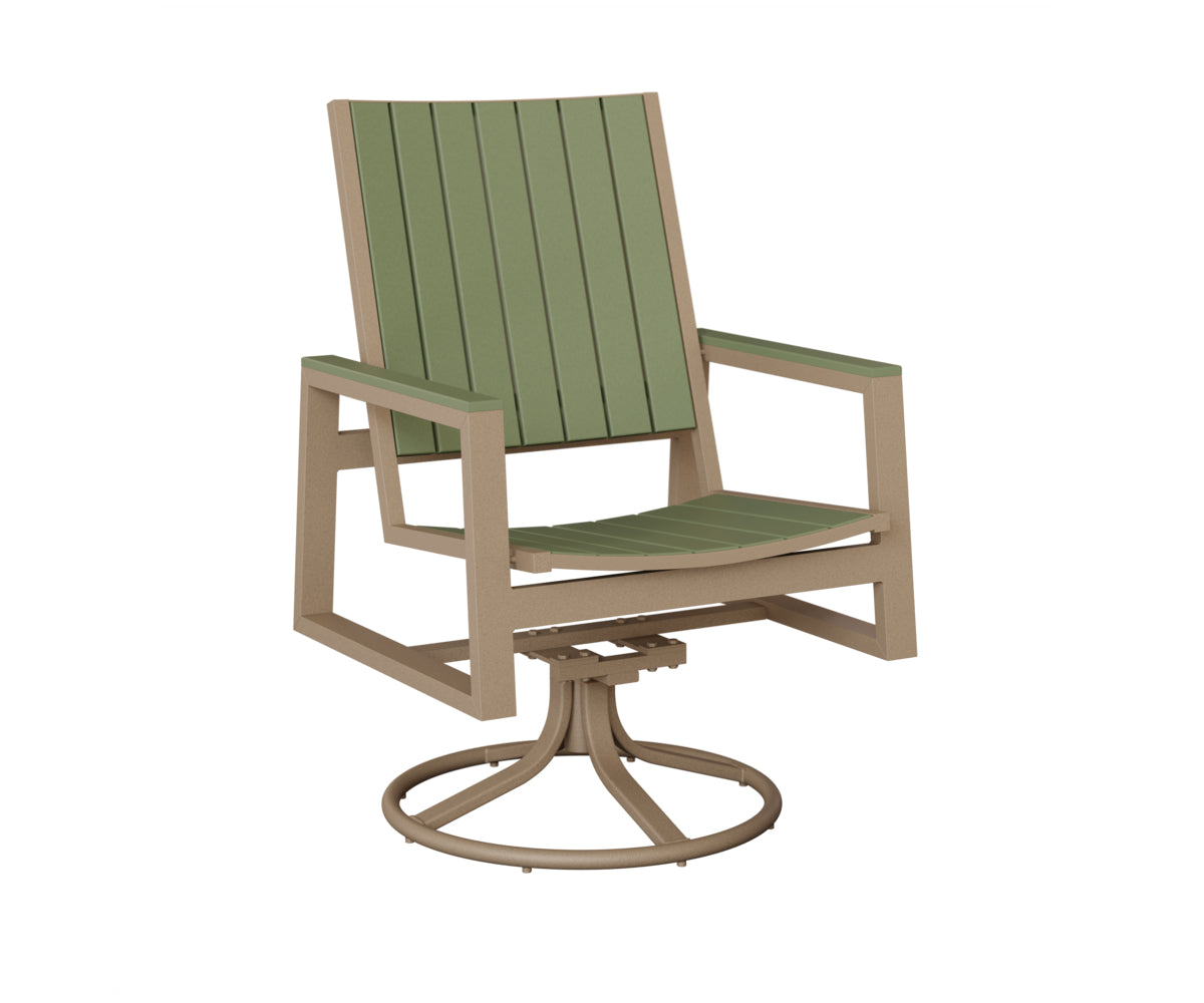 Berlin Gardens Vida Poly Swivel Rocker Dining Chair in Oak Wood Vein, Sage slats