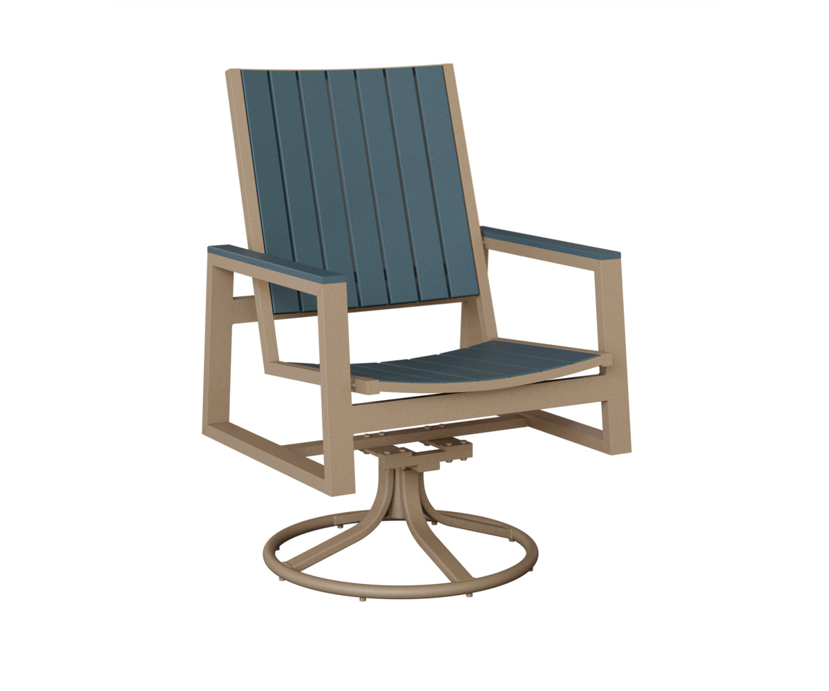 Berlin Gardens Vida Poly Swivel Rocker Dining Chair in Oak Wood Vein, Slate slats