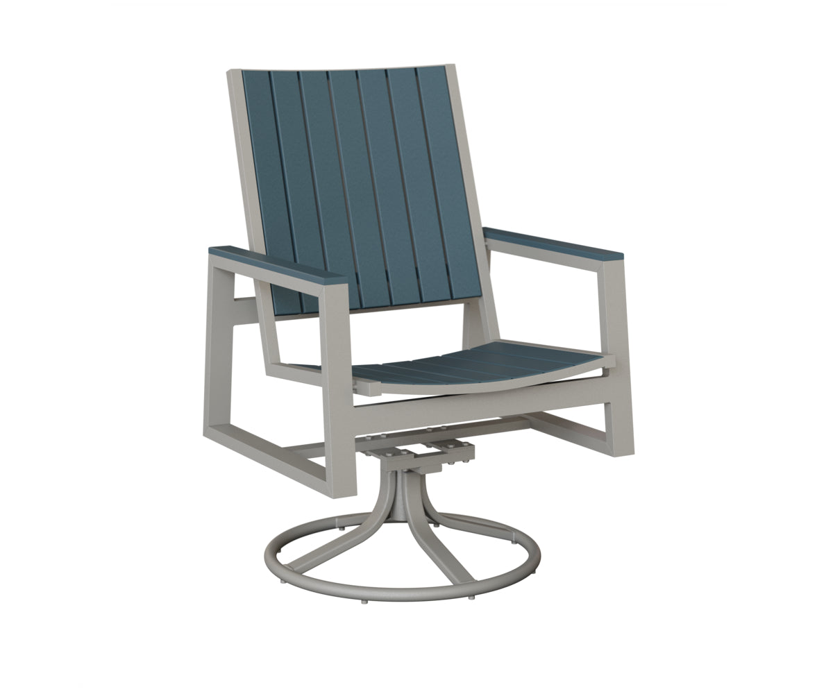 Berlin Gardens Vida Poly Swivel Rocker Dining Chair in Platinum Silver, Slate slats