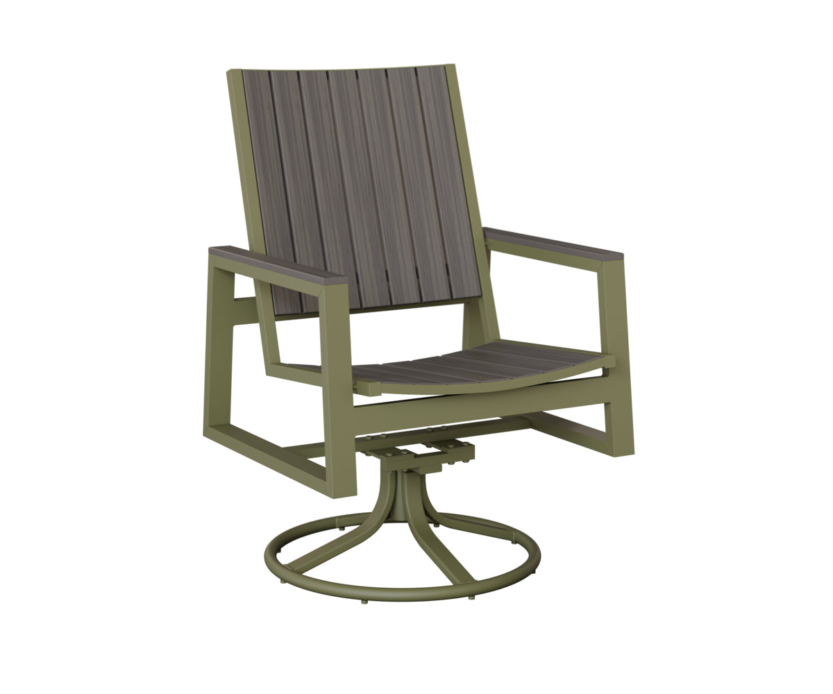 Berlin Gardens Vida Poly Swivel Rocker Dining Chair in Green Sage, Coastal Gray slats