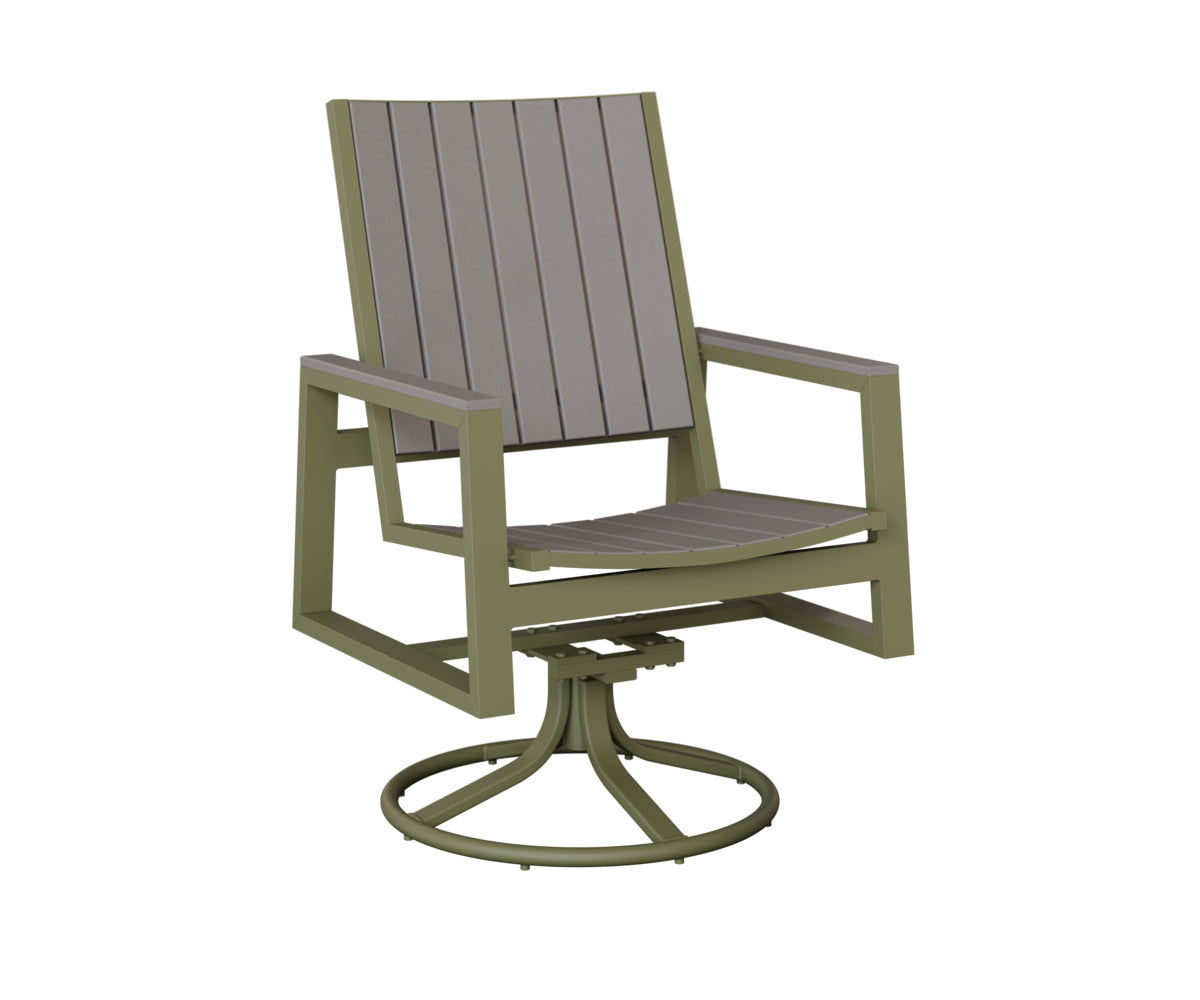 Berlin Gardens Vida Poly Swivel Rocker Dining Chair in Green Sage, Light Gray slats