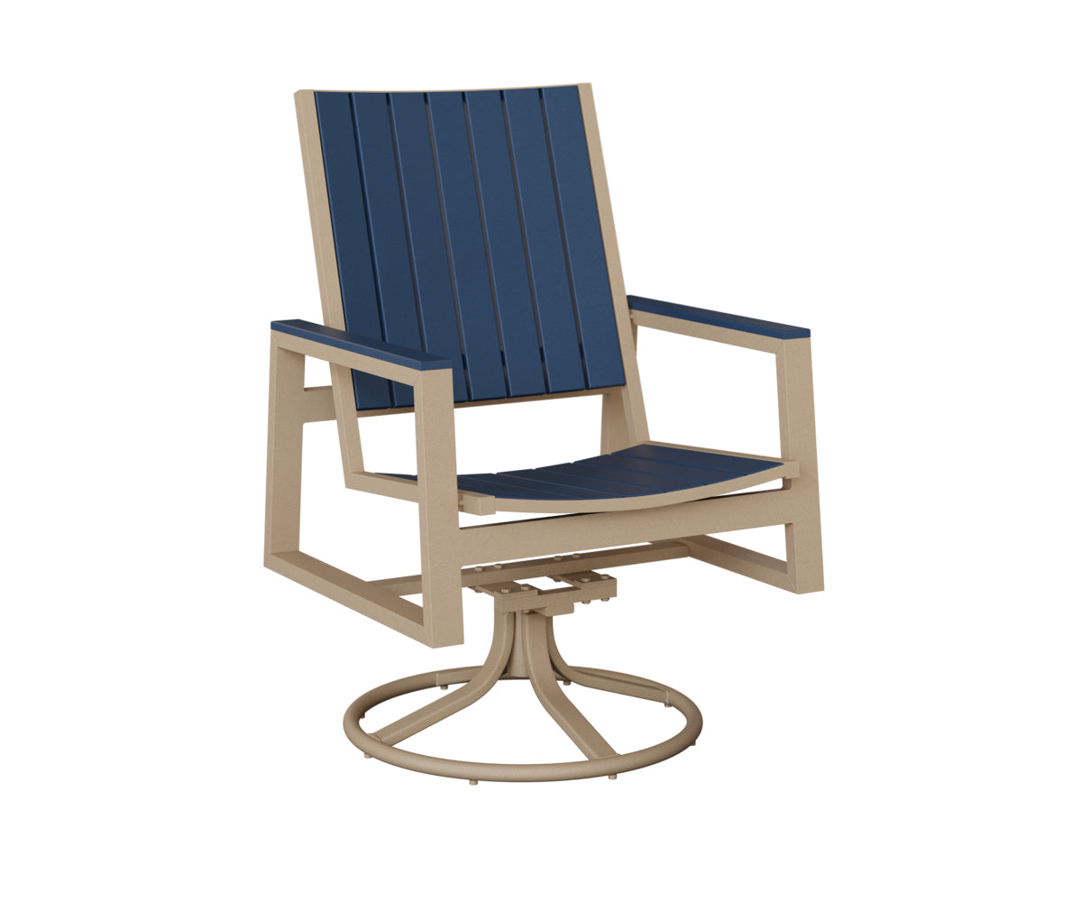 Berlin Gardens Vida Poly Swivel Rocker Dining Chair in Sahara Speckle, Navy Blue slats