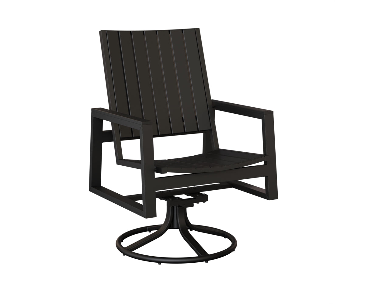 Berlin Gardens Vida Poly Swivel Rocker Dining Chair in Black, Black slats
