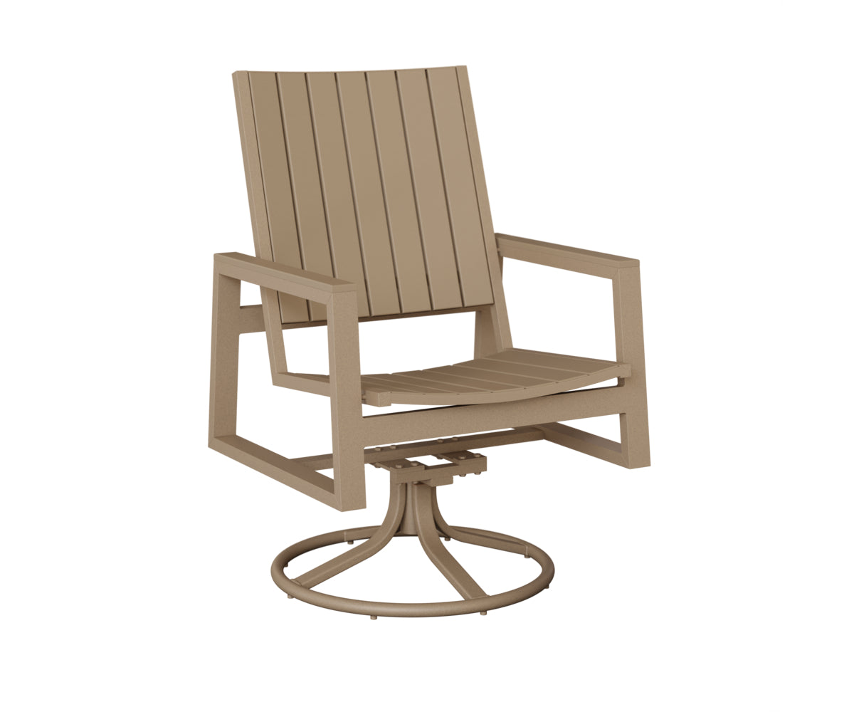 Berlin Gardens Vida Poly Swivel Rocker Dining Chair in Oak Wood Vein, Weatherwood slats