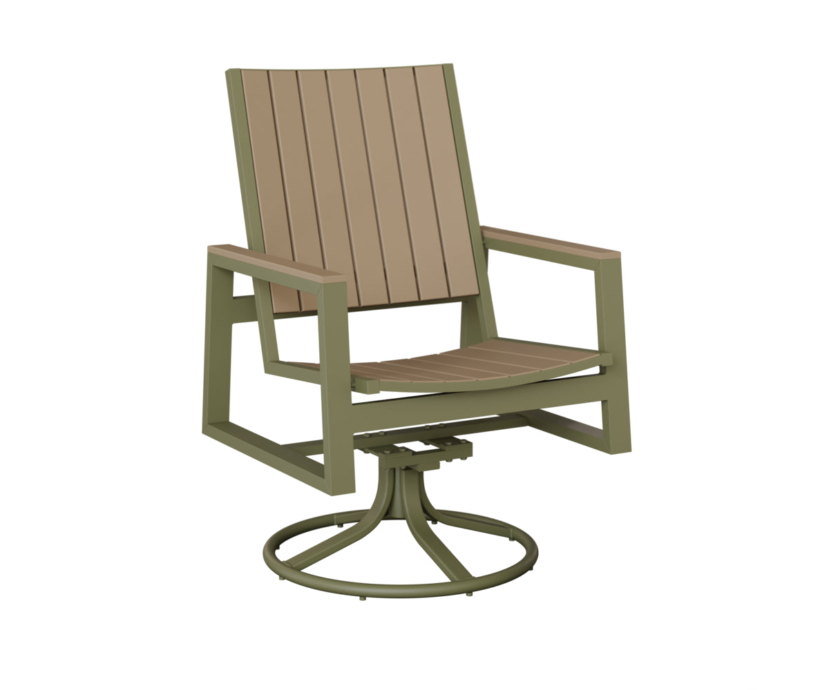 Berlin Gardens Vida Poly Swivel Rocker Dining Chair in Green Sage, Weatherwood slats