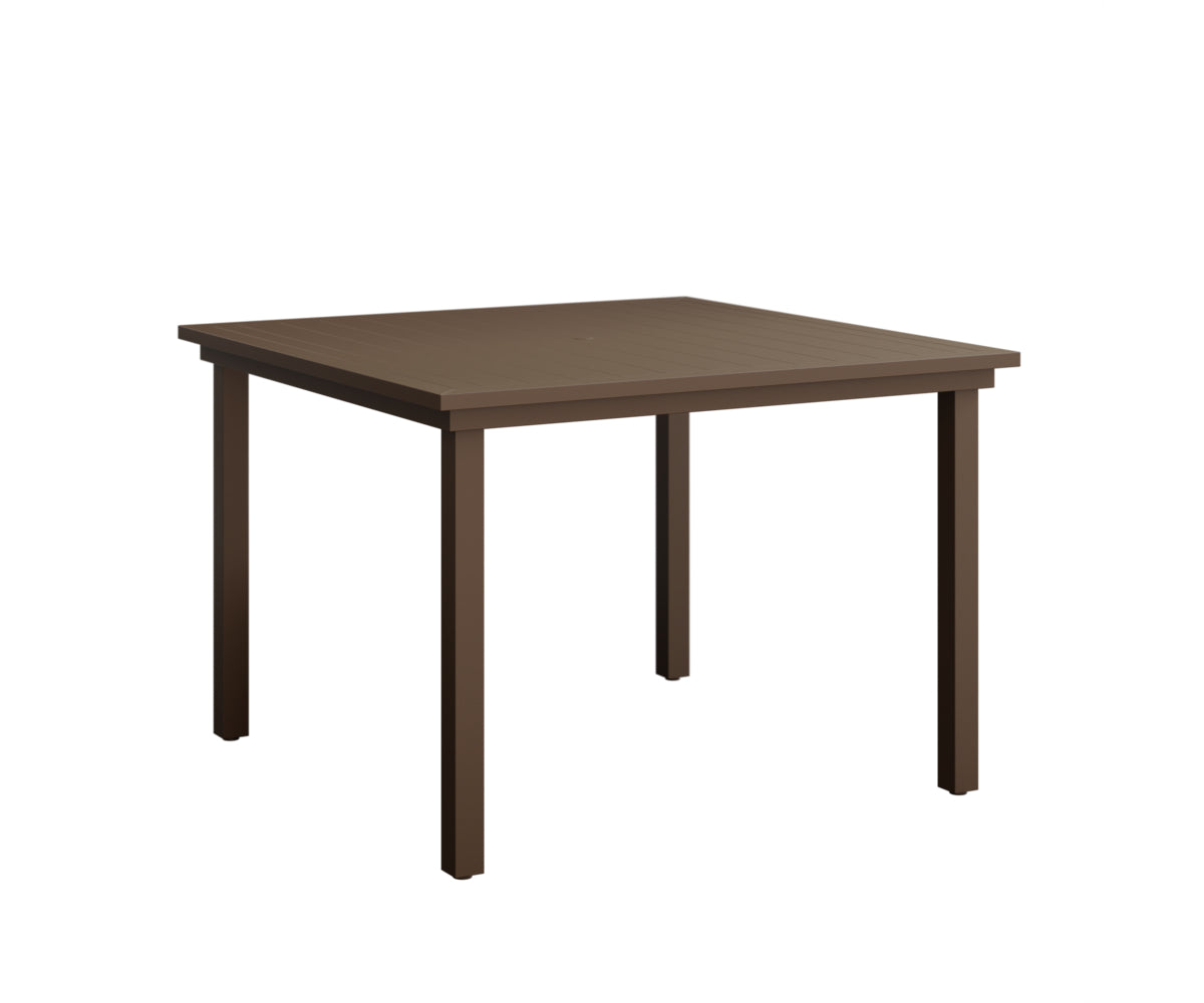 Berlin Gardens Vida 44" Square Table - Aluminum Top in Mesquite Wood Vein