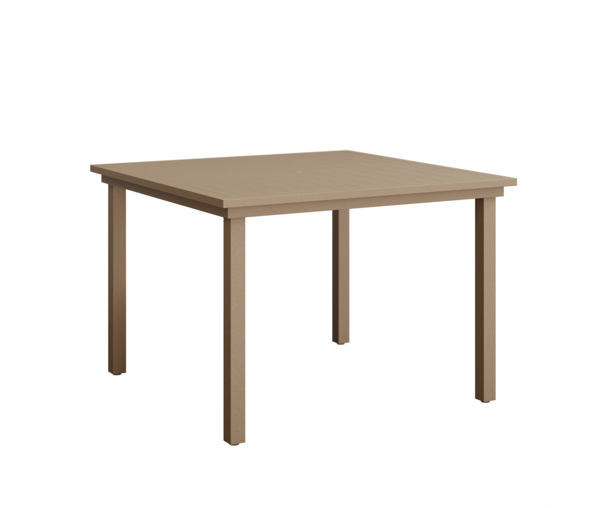 Berlin Gardens Vida 44" Square Table - Aluminum Top in Oak Wood Vein