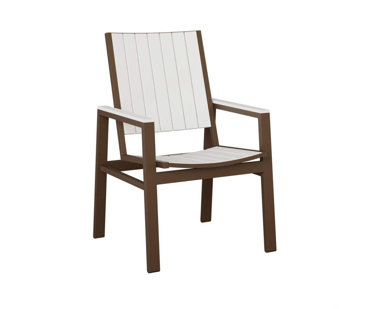 Berlin Gardens Vida Poly Dining Chair in Mesquite Wood Vein, White slats