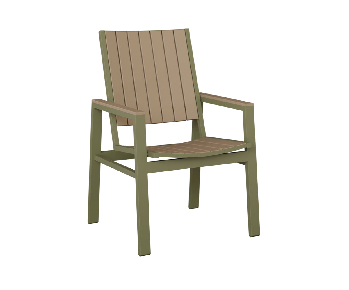 Berlin Gardens Vida Poly Dining Chair in Green Sage, Weatherwood slats