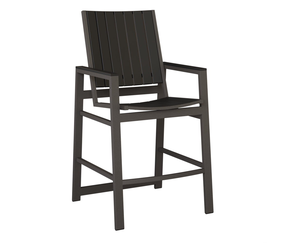 Berlin Gardens Vida Poly Bar Chair in Granite Speckle, Black slats