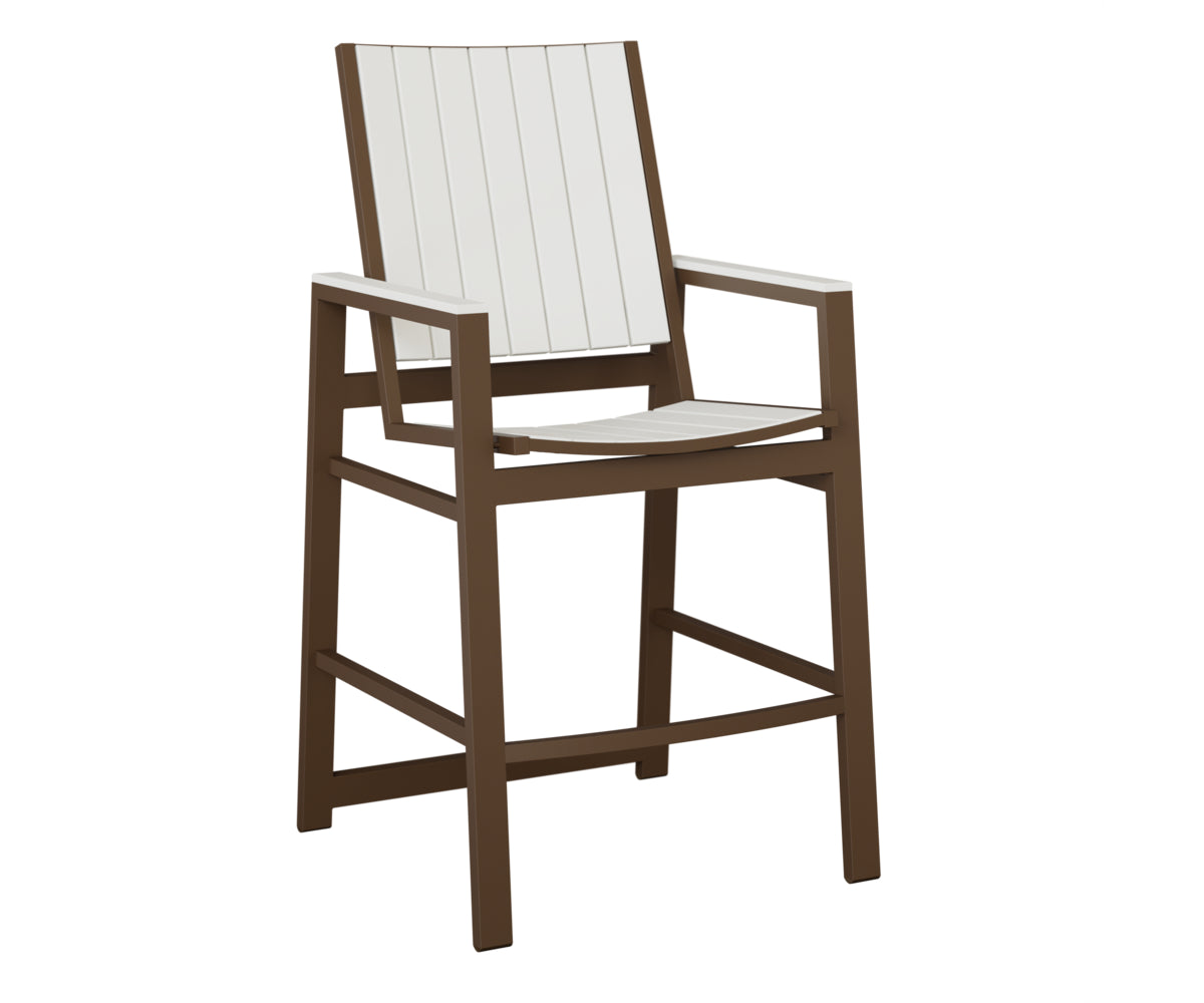 Berlin Gardens Vida Poly Bar Chair in Mesquite Wood Vein, White slats