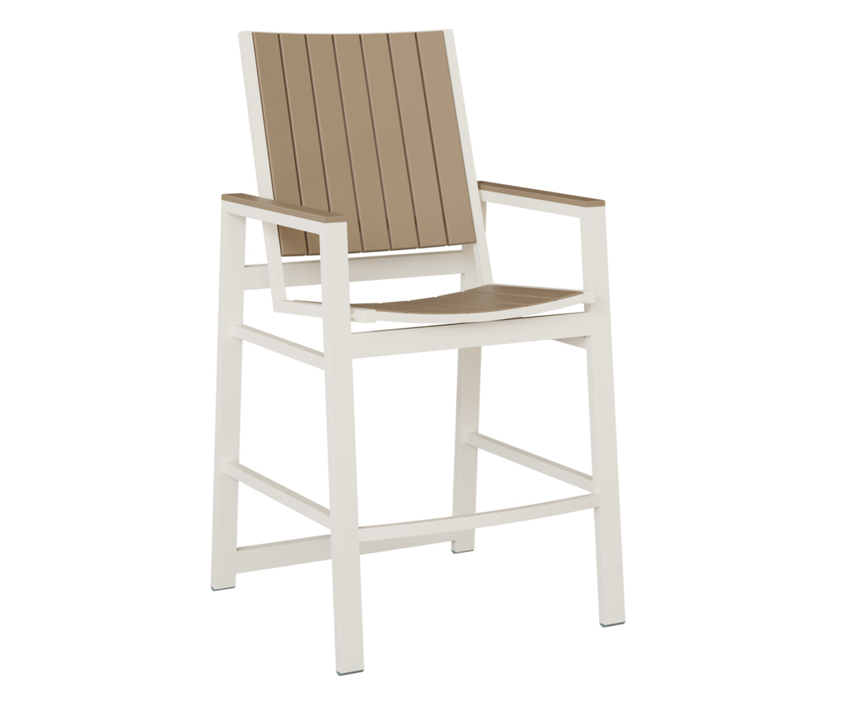 Berlin Gardens Vida Poly Bar Chair in White, Weatherwood slats