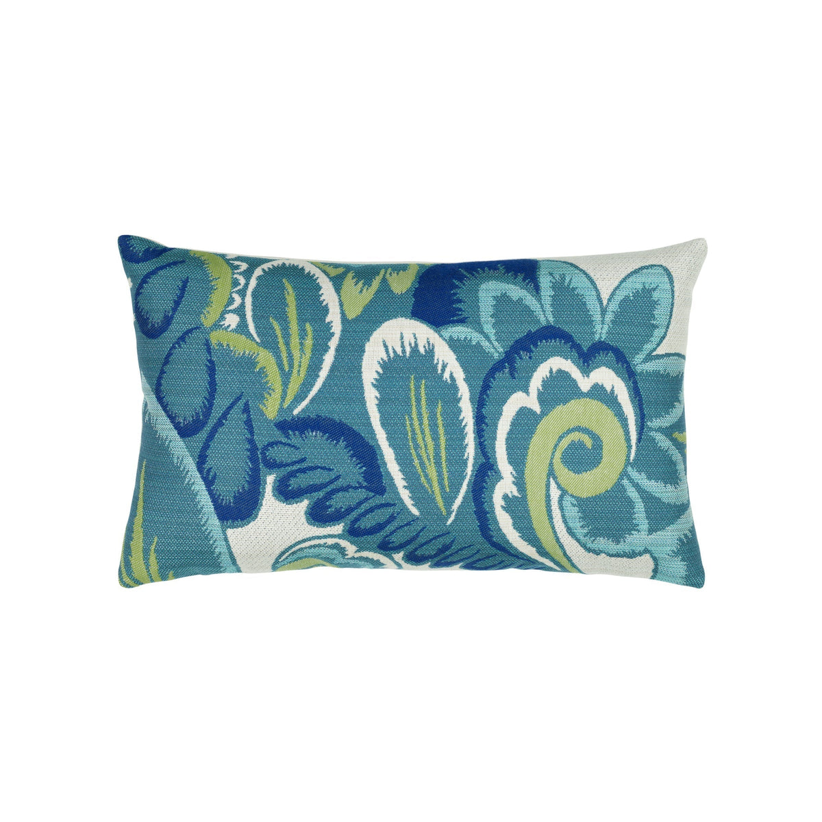 Elaine Smith Floral Wave outdoor pillow, navy and green