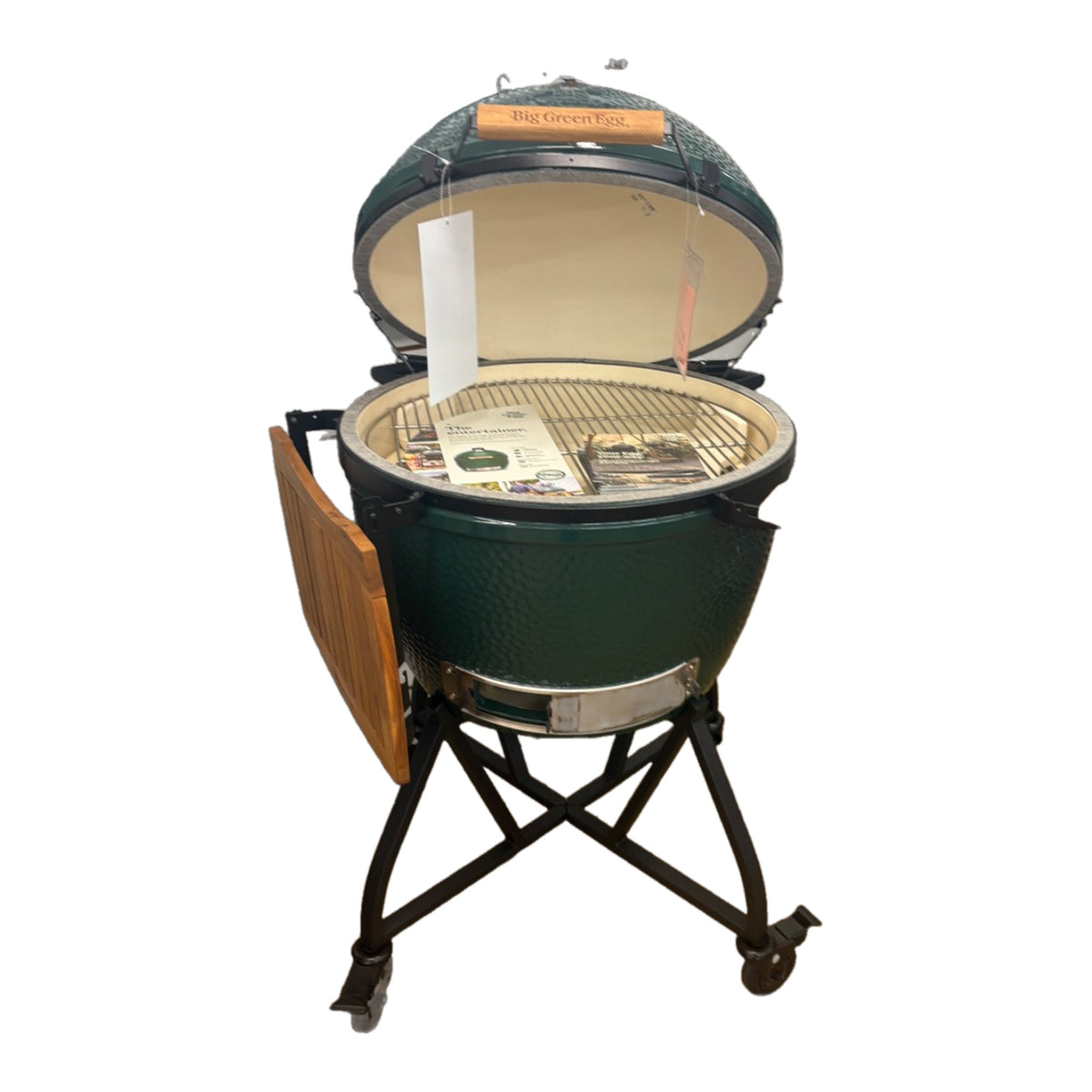 XL Big Green Egg with EGGmates and Nest on white background