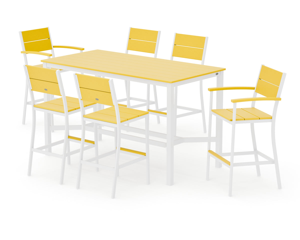 POLYWOOD Main Street 7-Piece Bar Set in White / Lemon