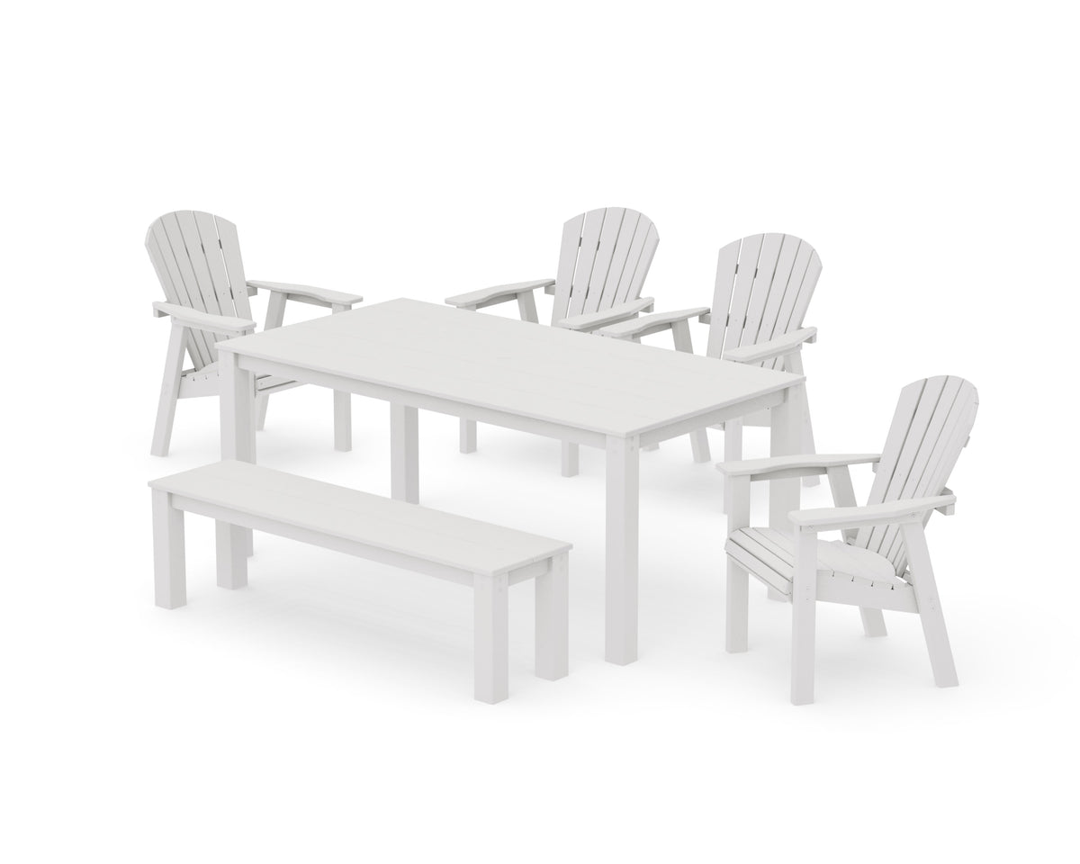 POLYWOOD Seashell 6-Piece Parsons Dining Set with Bench in Vintage White