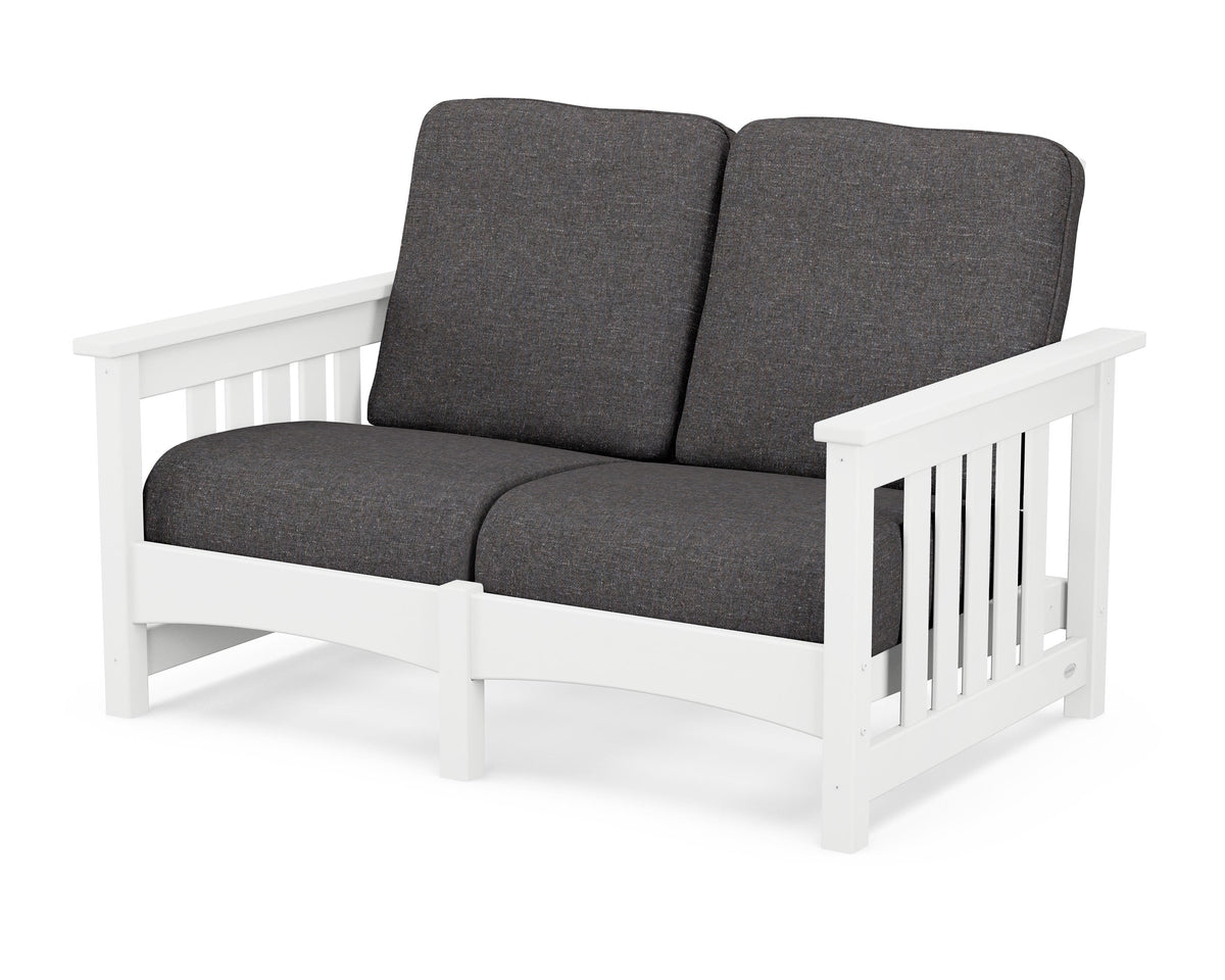 POLYWOOD Club Mission Loveseat in White / Ash Charcoal