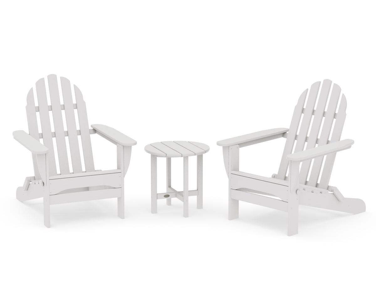 POLYWOOD Classic Folding Adirondack 3-Piece Set in Vintage White
