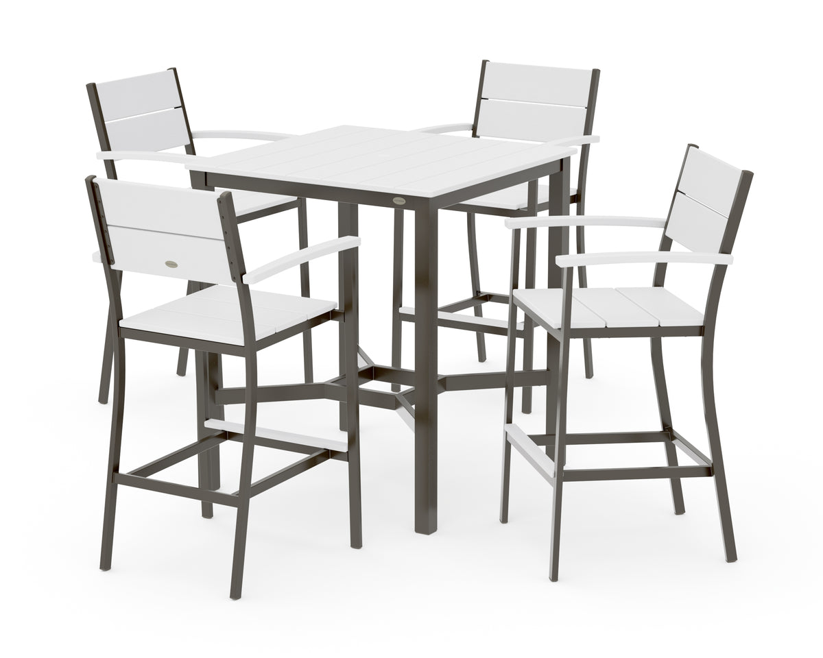 POLYWOOD Main Street 5-Piece Bar Set in Bronze / White
