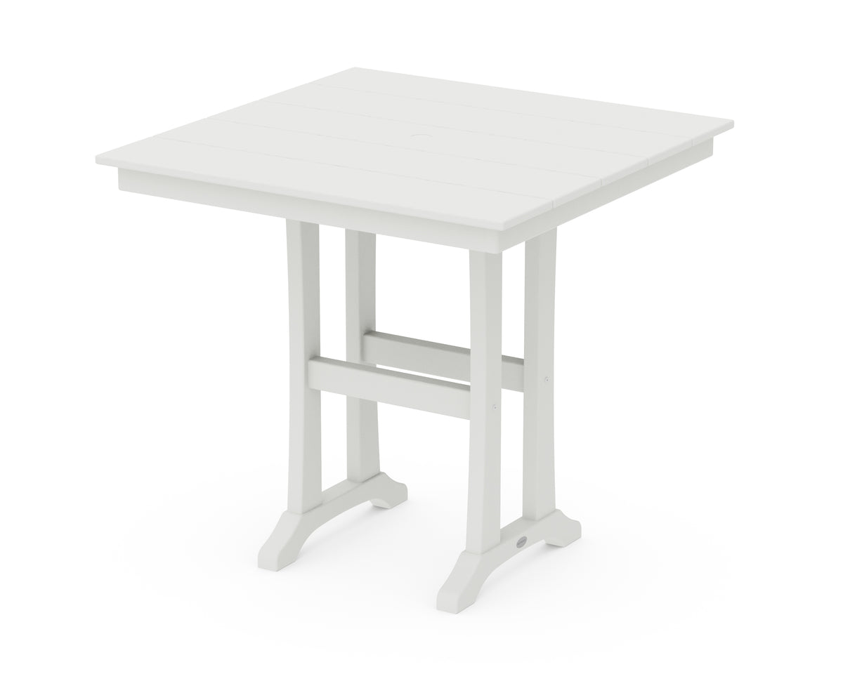 POLYWOOD Farmhouse Trestle 37" Counter Table in Vintage White