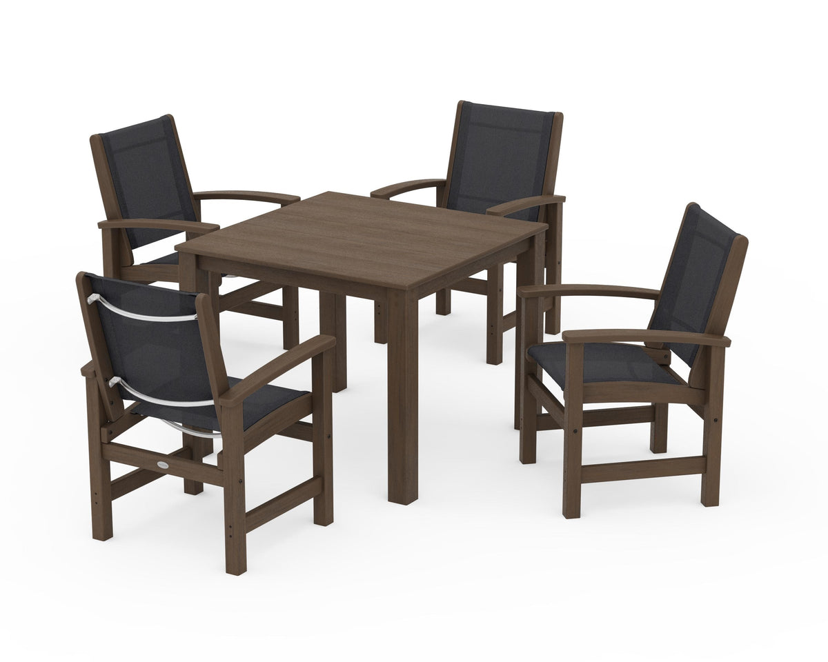 POLYWOOD Coastal 5-Piece Parsons Dining Set in Kona / Black
