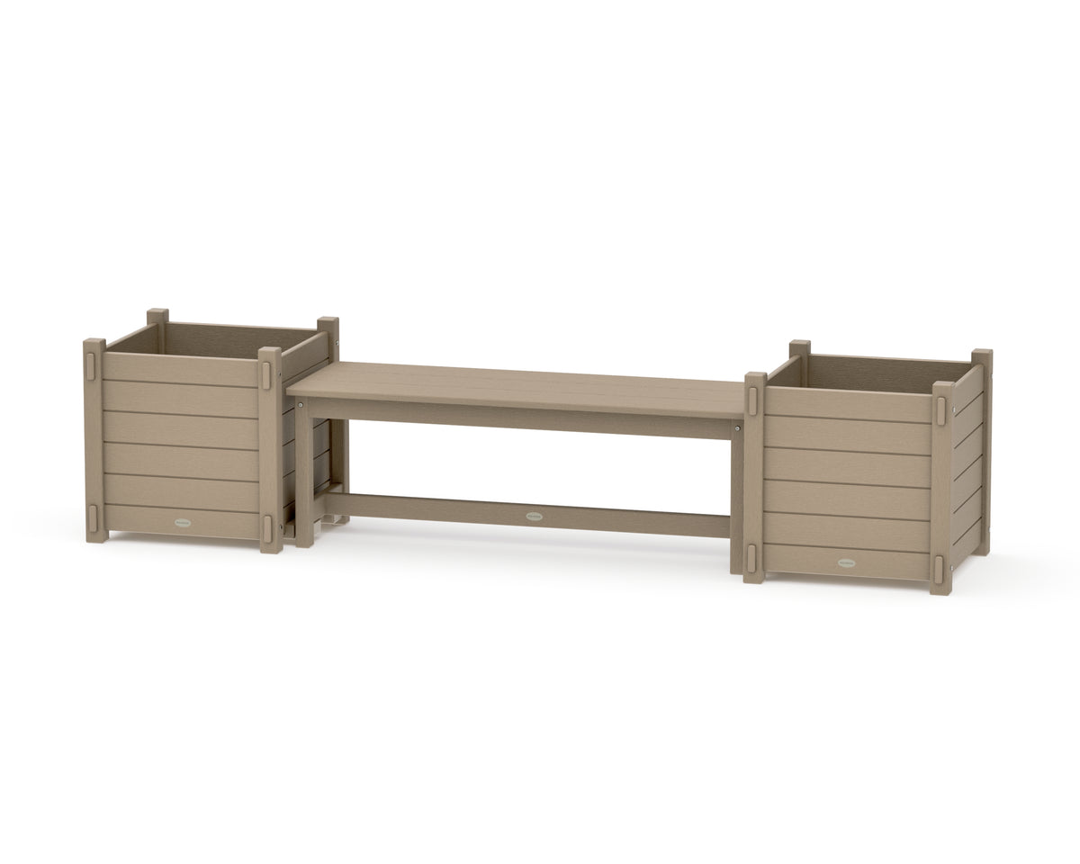 POLYWOOD 48" Nautical Straight Planter Bench Set - Large in Vintage Sahara