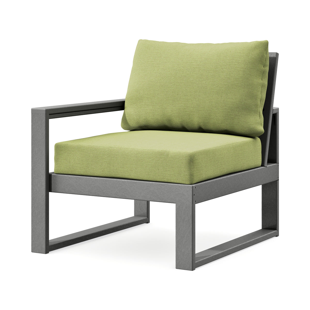 POLYWOOD EDGE Modular Left Arm Chair in Slate Grey / Chartreuse Boucle