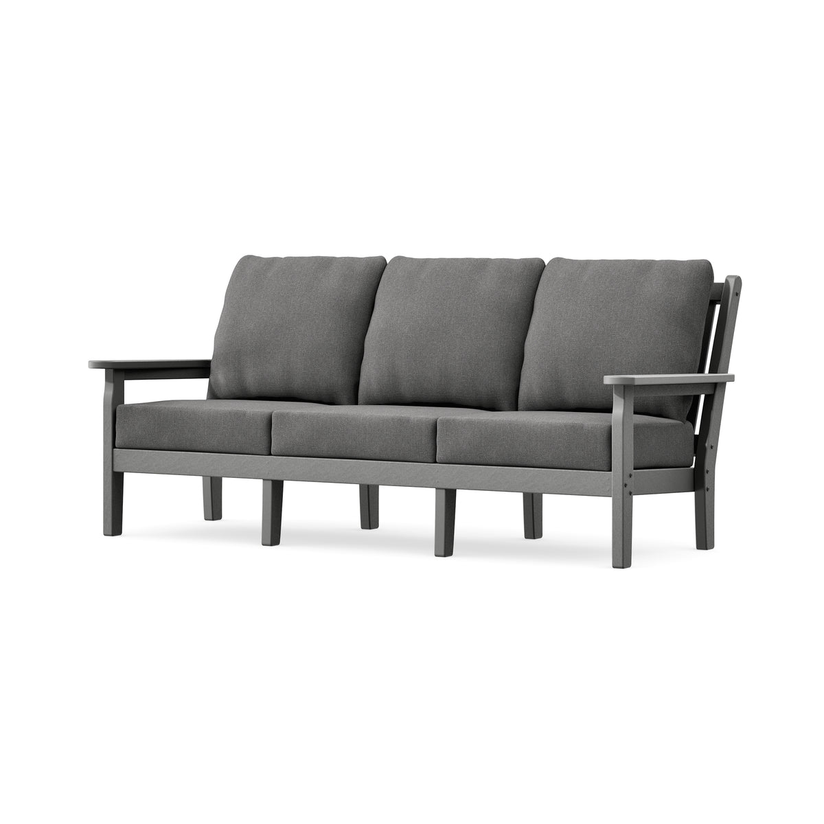 POLYWOOD Chippendale Deep Seating Sofa in Slate Grey / Ash Charcoal